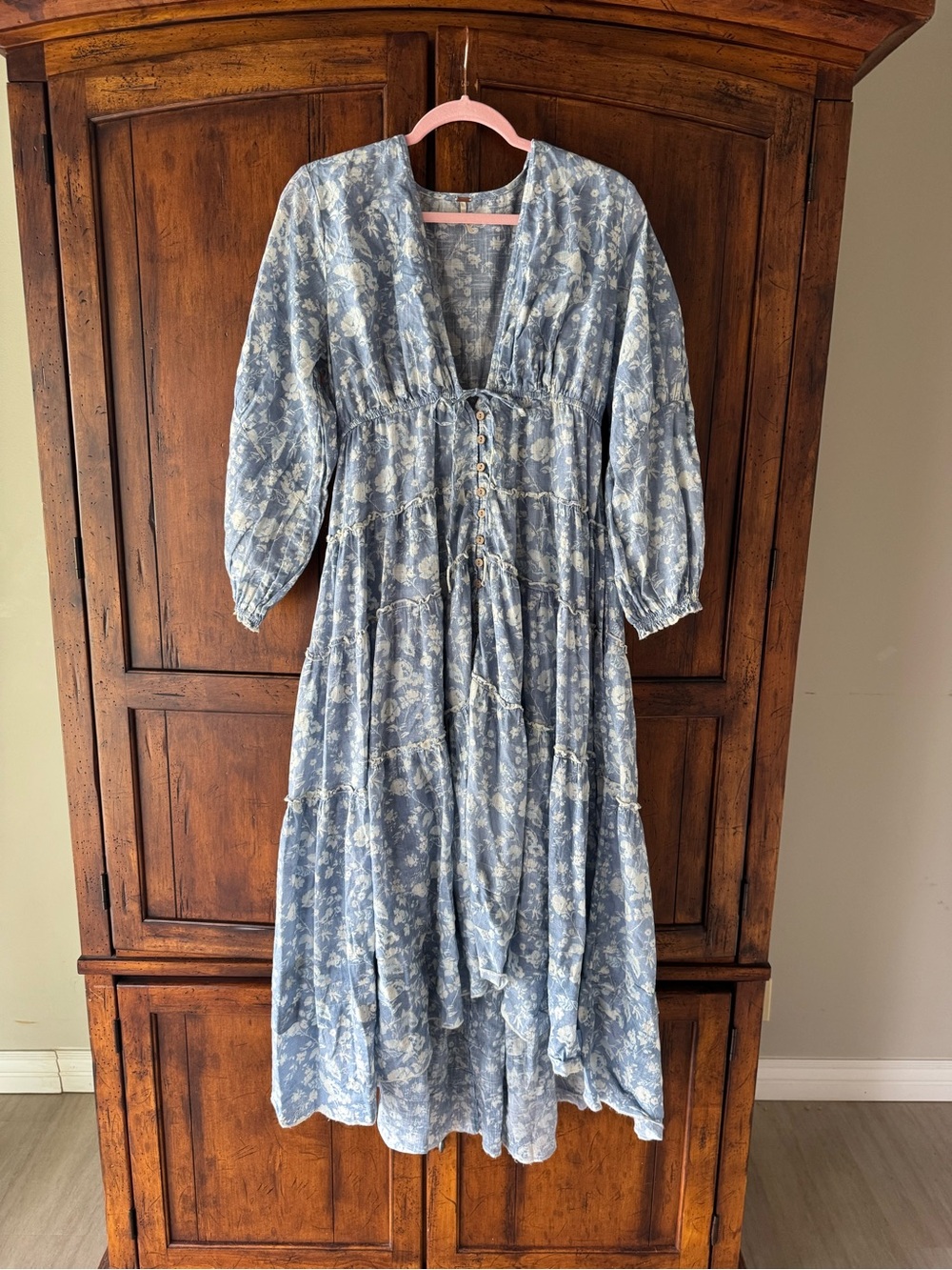 Free People Pappiet Midi Dress in Bluebell Combo Size Large - Picture 10 of 12